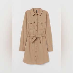 H&M light brown/taupe utility shirt dress with belt
